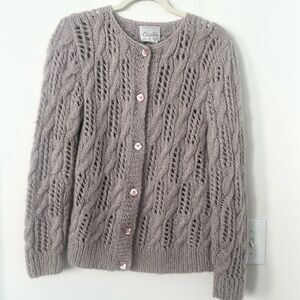 Christine Vintage Hand Knit Wool Blend Cardigan Sweater S